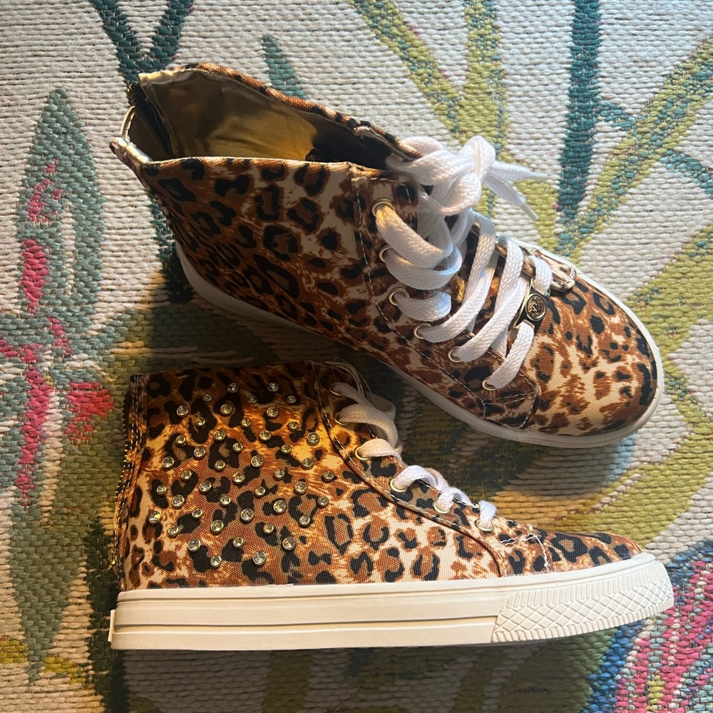Michael Kors Leopard Print Kids High-Top Sneakers